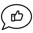 Likes with comment icon. Bubble speech talk with thumb up icon. Testimonials and customer relationship management concept.