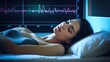 © AUNTYANN STUDIO - Ai graph of sleep monitoring test, diagnosis symptom for medical treatment, demonstrate on screen testing lab , Ai generated for ads