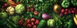 a food background with an assortment of fresh organic vegetables