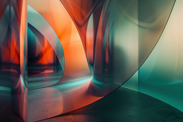 Poster - Abstract background with reflections and caustics. Hi-tech. Futuristic background image. Created with Generative AI technology.