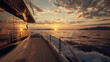 Luxury yacht in the sea at sunset. 3d rendering. AI.