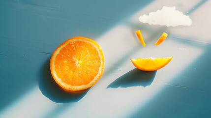 Wall Mural - Orange slice as the sun concept