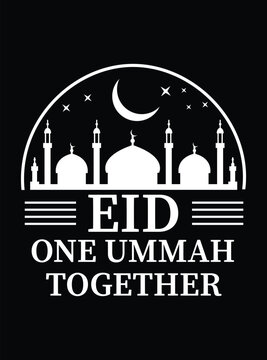 Eid T-Shirt Design Vector File , Typography T-Shirt Design, Simple Eid Mubarak T shirt design, Islamic T-shirt design, Template for background, banner, card, poster, t-shirt with text inscription.