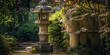 japanese toro stone lantern at shrine entrance.