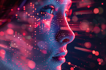 Poster - Digital Interaction. Hi-Tech futuristic background. Created with Generative AI technology.