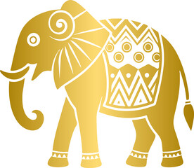 Wall Mural - Golden boho style elements, golden mystic boho elephant design