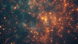Glowing particles and connecting lines on a bokeh-lighted teal background create an image reminiscent of a cosmic constellation or a neural network.