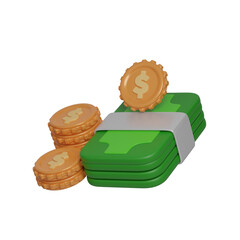 money and coin 3d Icon financial and banking 3d illustration