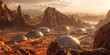 Futuristic Martian ColonyTerraformed Domes - Sci-Fi Extraterrestrial Habitat Concept.