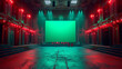 Dynamic club setting with prominent stage and massive green screen.generative ai