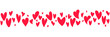 Hearts border. Hand drawn red hearts banner