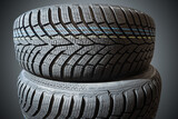 Fototapeta Do przedpokoju - Close-up view on winter tires.