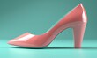 A pair of elegant pink high heels displayed against a contrasting backdrop, creating a bold fashion statement 