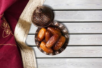 Sticker - Bowl of tasty dates fruits  for Ramadan