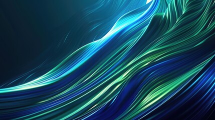 Wall Mural - Abstract digital wave with dynamic lines and light particles on dark background.