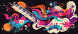 Doodles Music illustration. Creative musical background