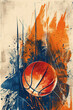 Basketball ball on abstract grunge background. Sport poster design.