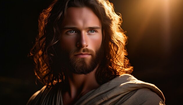 Portrait of Jesus Christ on dark background