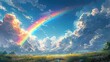 Rainbow Radiance: Anime Aesthetic in Azure Horizon