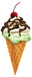 Vector illustration of a mint ice cream cone.