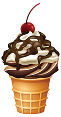 Wall Mural - Vector illustration of a chocolate-topped ice cream cone.