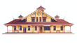 Railway station building isolated. Vector flat illustration
