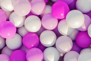 Poster - Abstract summer scene with white and pink glossy balloons in the pool. 3d rendering.
