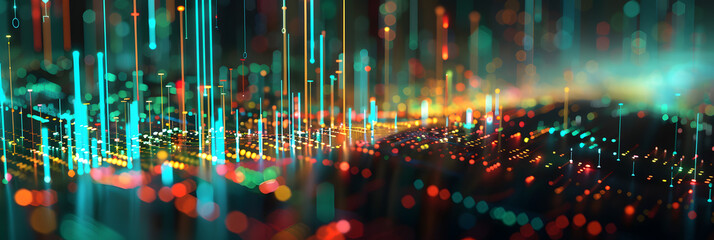 Poster - Smart city and abstract dot point connect with gradient line and aesthetic Intricate wave line design , big data connection technology concept .