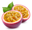 Passion fruit and leaves isolated on a white background. Passion with leaves clipping path