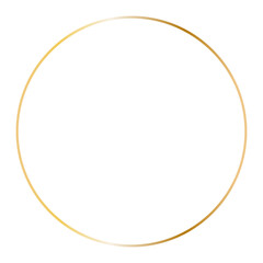 Golden circle frame. Vector outline thin round aesthetic geometric shine border for invitations design