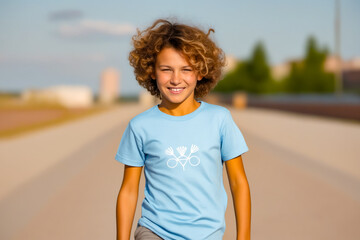 Sticker - Young girl with curly hair is smiling for the camera.