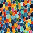 Seamless background pattern. Abstract mosaic pattern of colored stones with an added grain effect. Generative AI