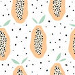 Papaya seamless pattern. Background with exotic fruits.