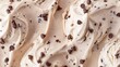 Close-up of vanilla ice cream with chocolate chips melting deliciously