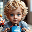 Kleiner Junge mit Spielzeugauto