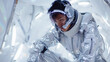 Asian handsome man in a spacesuit
