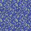 Watercolor floral ornament. Seamless pattern of wildflowers on a blue background