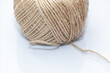 Skein of jute twine on a white background