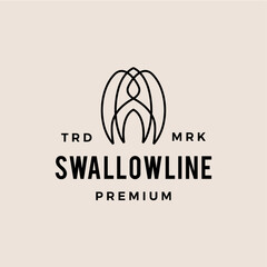 Wall Mural - swallow bird outline line lineart monoline logo vector icon illustration