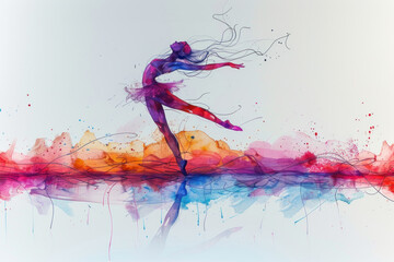 Wall Mural - Colorful painting of olympic gymnastics woman in artistic movement