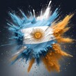 argentina colorful flag holi paint powder explosion on isolated background , generated by AI