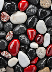  glossy white, red and black stone wall for theme and many more	
