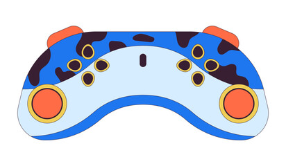 Poster - Controller joystick 2D linear cartoon object. Gaming console isolated line vector element white background. Videogame device. Gamer gadget. Buttons gamepad video game color flat spot illustration