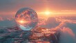 Sorcerers Crystal Ball, futures fog, sunrise, globe of mist and visions untold, encompassing future, morning prophecy, seer s orb
