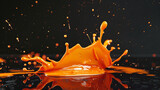Fototapeta  - orange color paint splash on black back ground