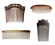 Set of hair combs isolated on transparent background. Generative AI