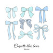 Draw collection cute coquette blue bow Soft girl Trendy girly