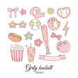 Draw collection pink girly baseball Trendy soft girl Girlie sport