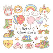Draw cute element retro clowncore Groovy kidcore aesthetic
