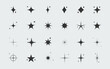 Modern twinkle star clip art bundle star icon set. Retro sparkle stars. Celestial starburst shapes.